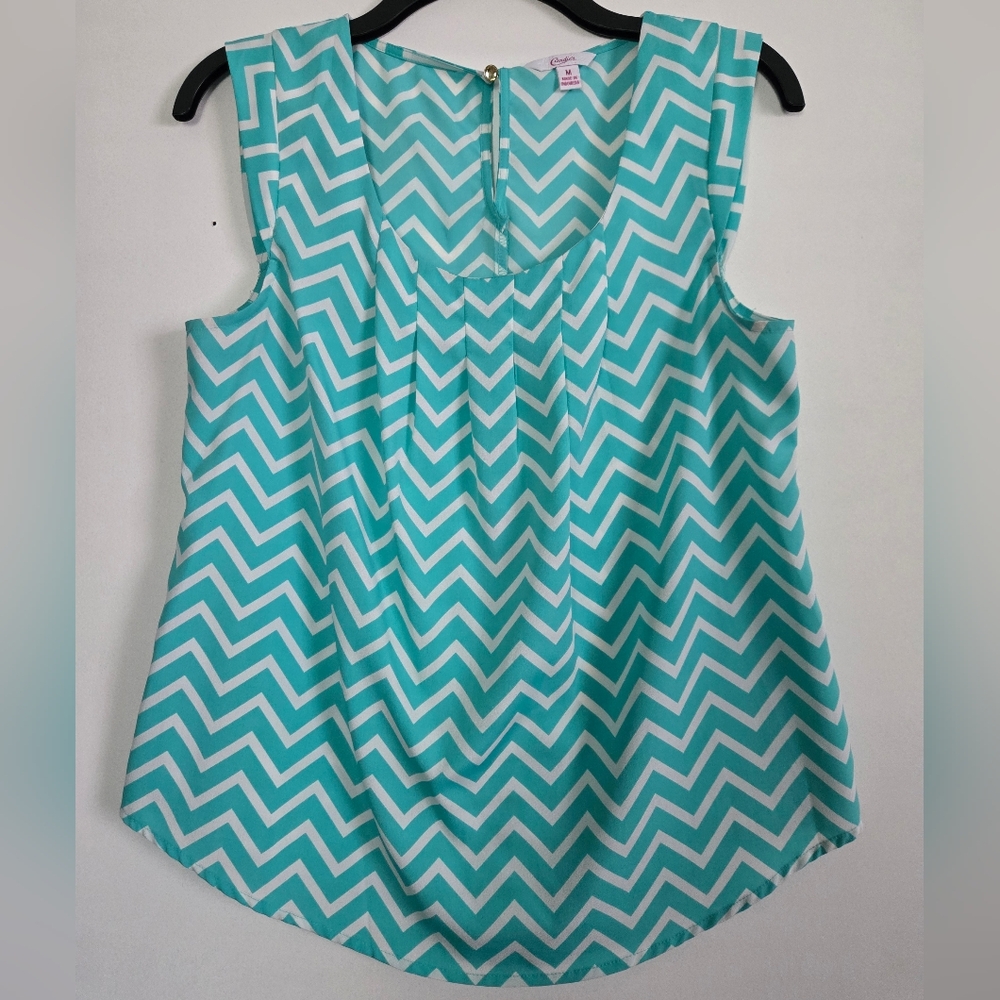 Candie's Teal and White Chevron Blouse